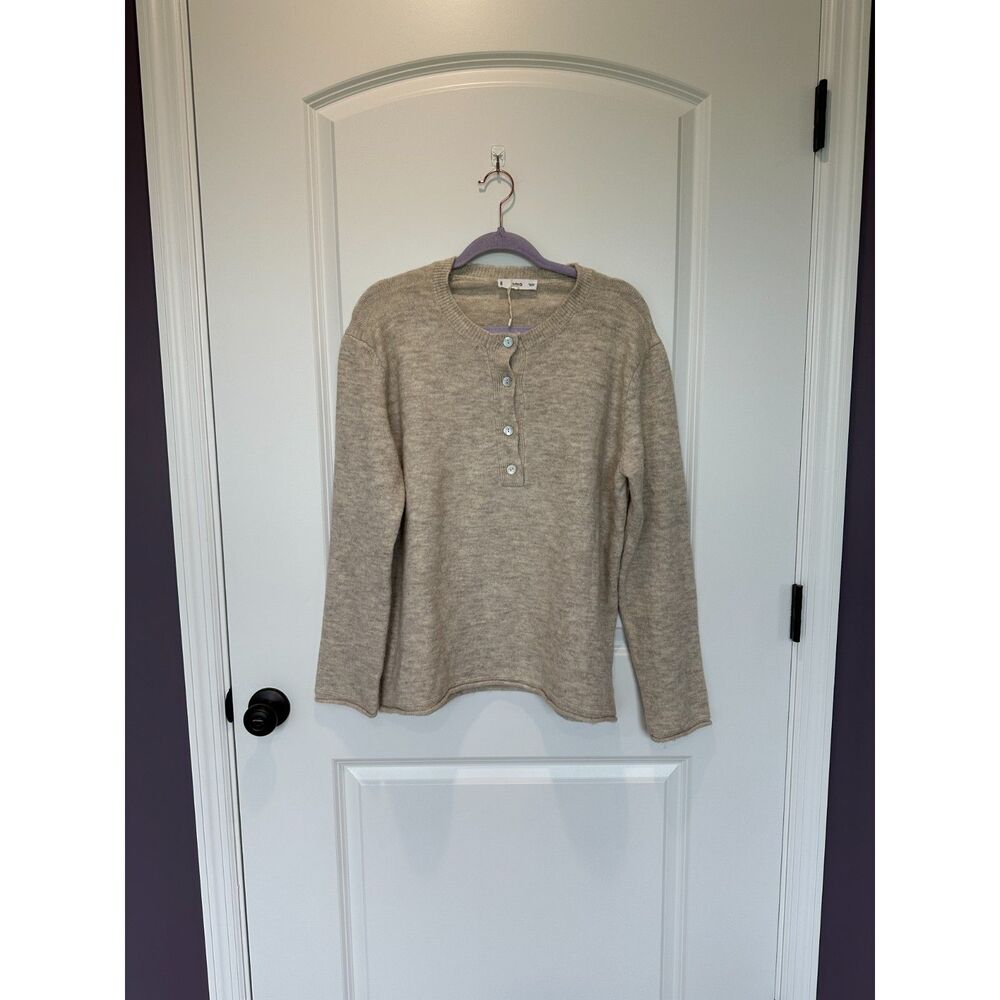 NWOT MNG Henley Sweater Cream Size Large